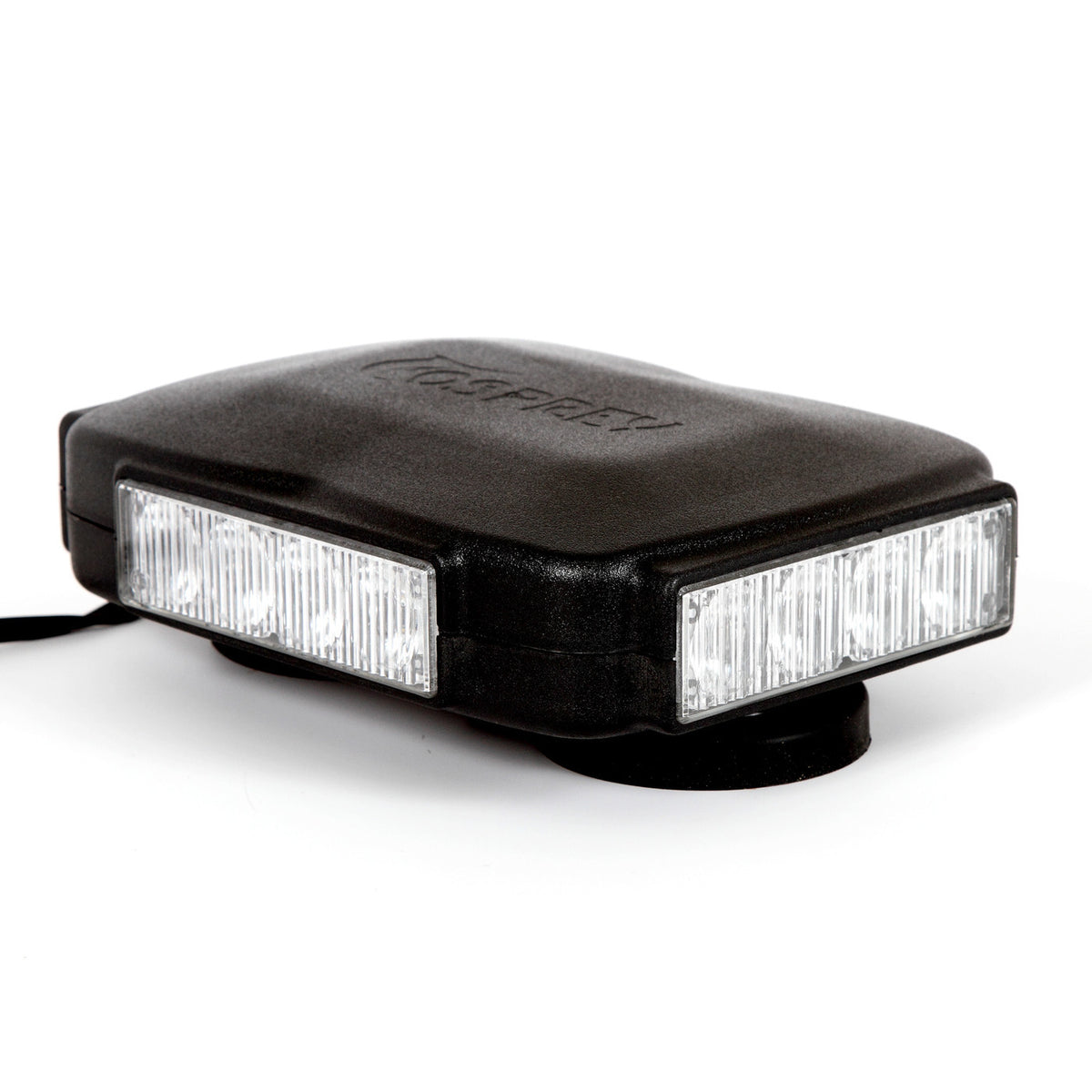 O4 mini LED light bar, front corner angle view, lights off, with Osprey branding and cable visible