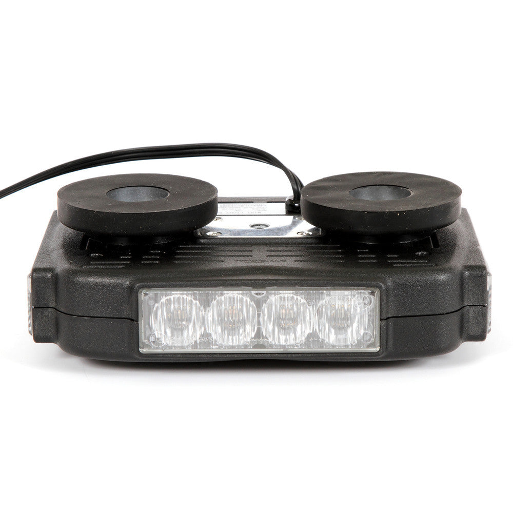 O4 mini LED light bar, rear view showing the wiring plate, two magnetic mounting feet and power cable