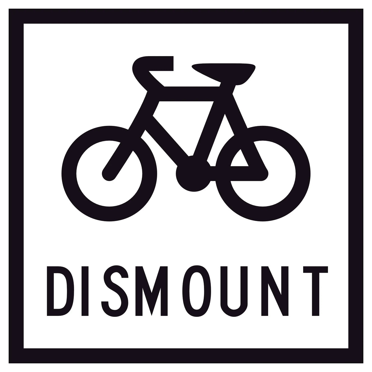 Cyclist Dismount GM9-58A 600x600mm corflute sign panel with white background