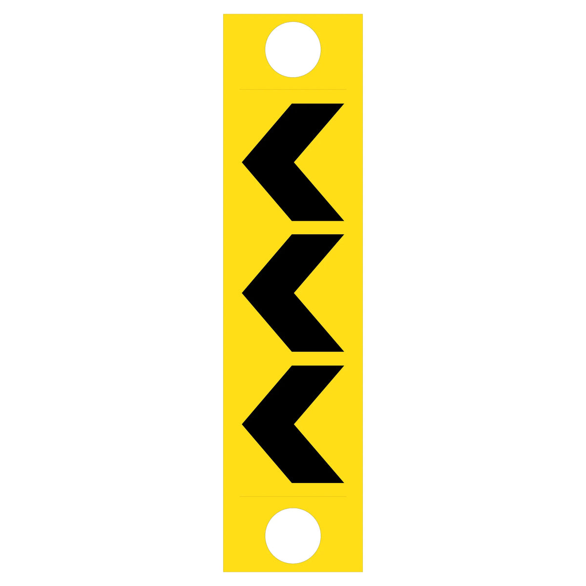 Black chevron pattern on retroreflective yellow – 300×1200mm corflute bollard sleeve sign