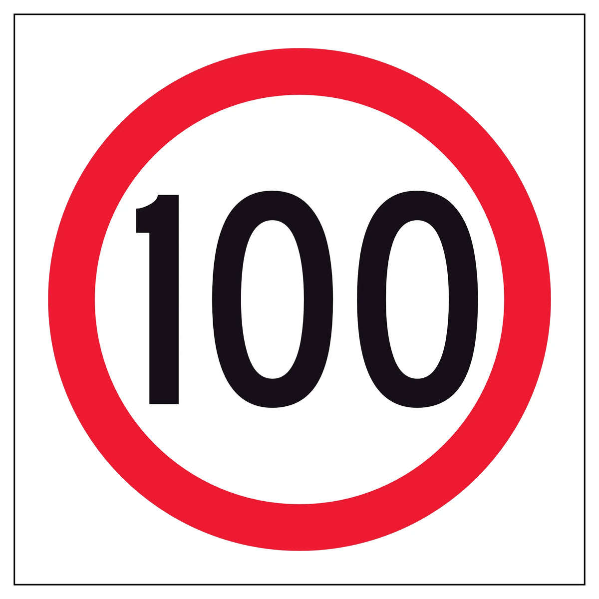 RM4-1A(100) 600x600mm Speed limit sign with the number 100 on a white background