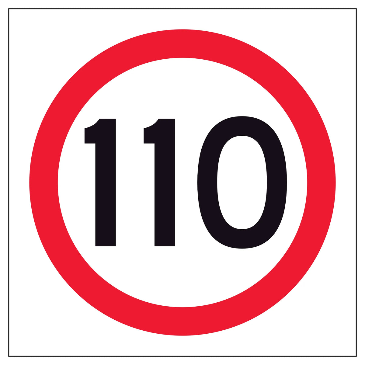 RM4-1A(110) Speed limit multi message sign panel with the number 110 on a white background