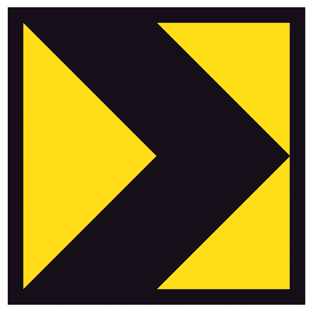 600 mm Square chevron lateral shift marker black sign on yellow background