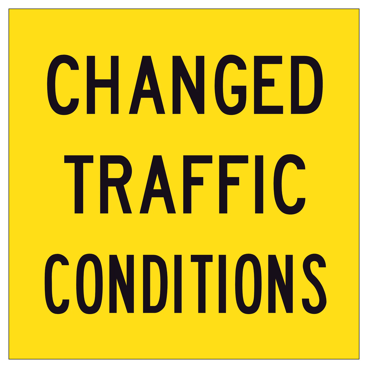 Changed Traffic Conditions TM2-44A corflute sign – 600x600mm yellow background