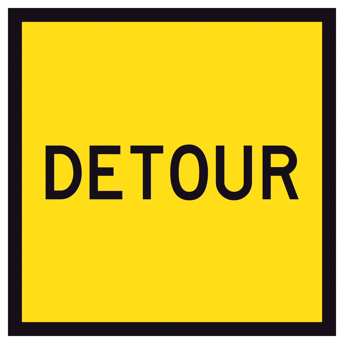 DETOUR TM5-7A black text on retroreflective yellow - 600x600mm corflute sign panel.