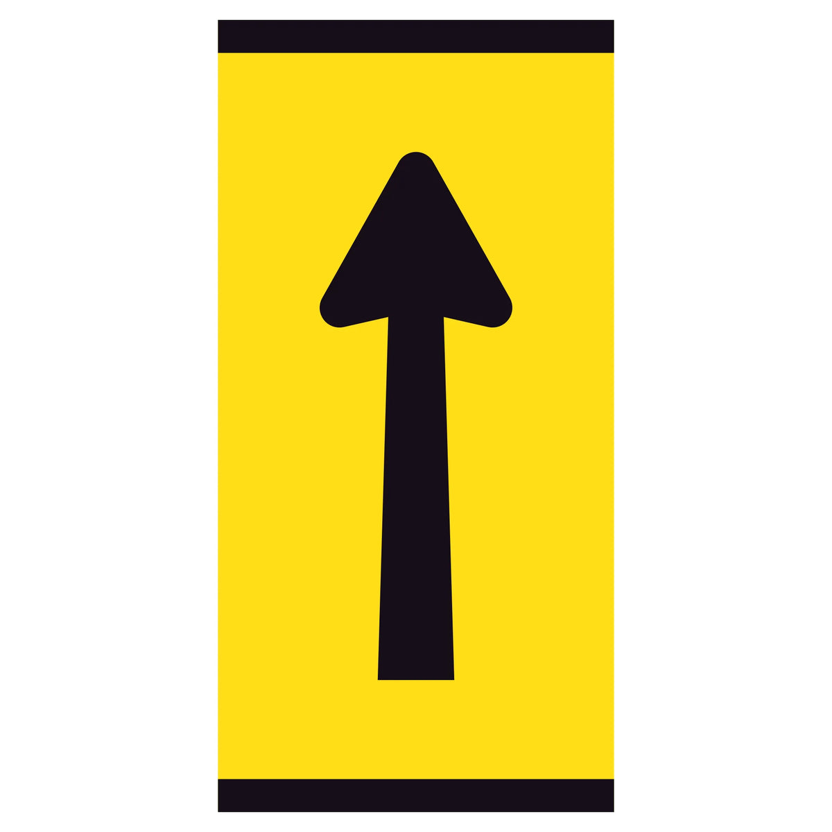 Lane Status Straight Arrow 300x600mm corflute partial panel with black straight arrow on yellow retroreflective background