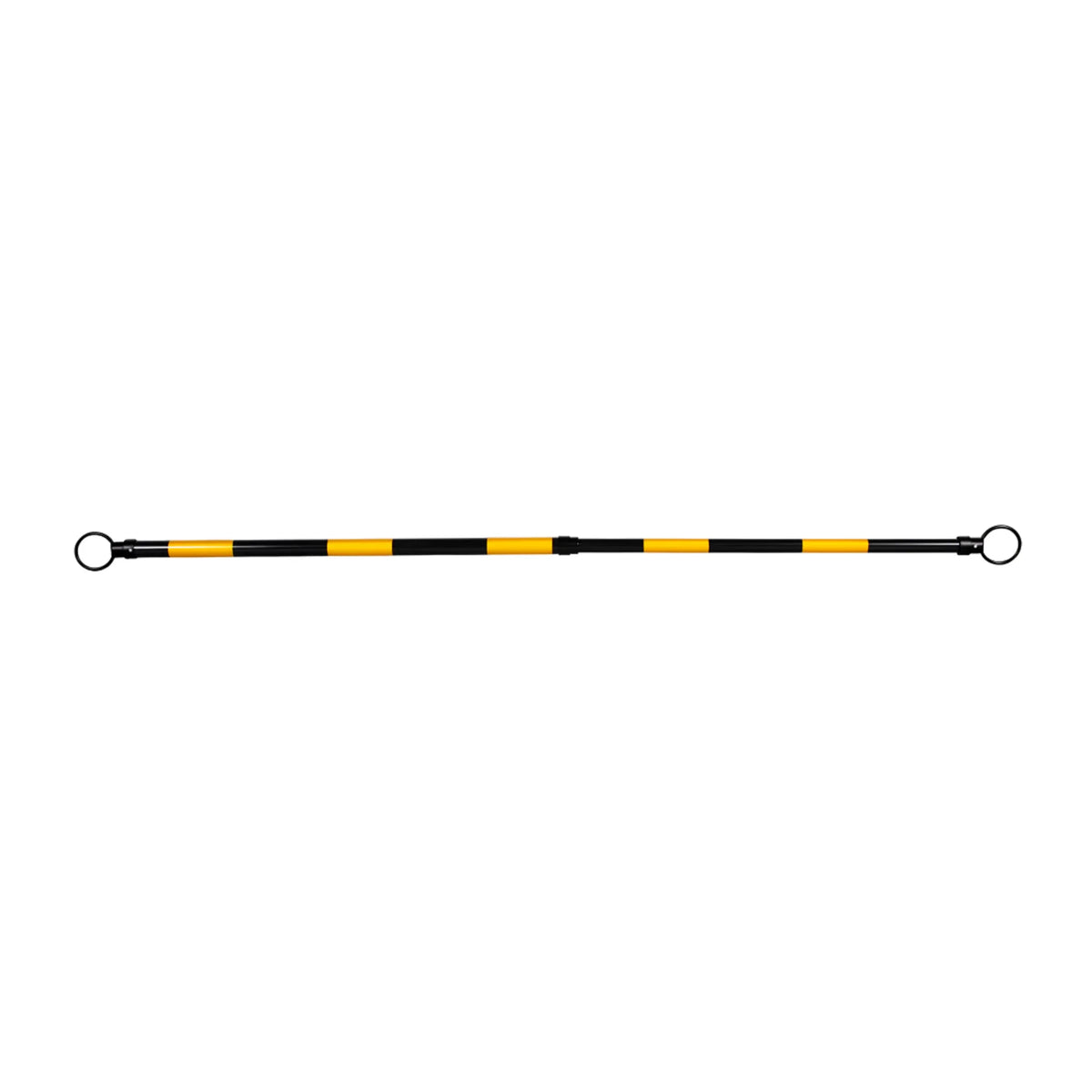 Black and yellow cone bar pole on a white background