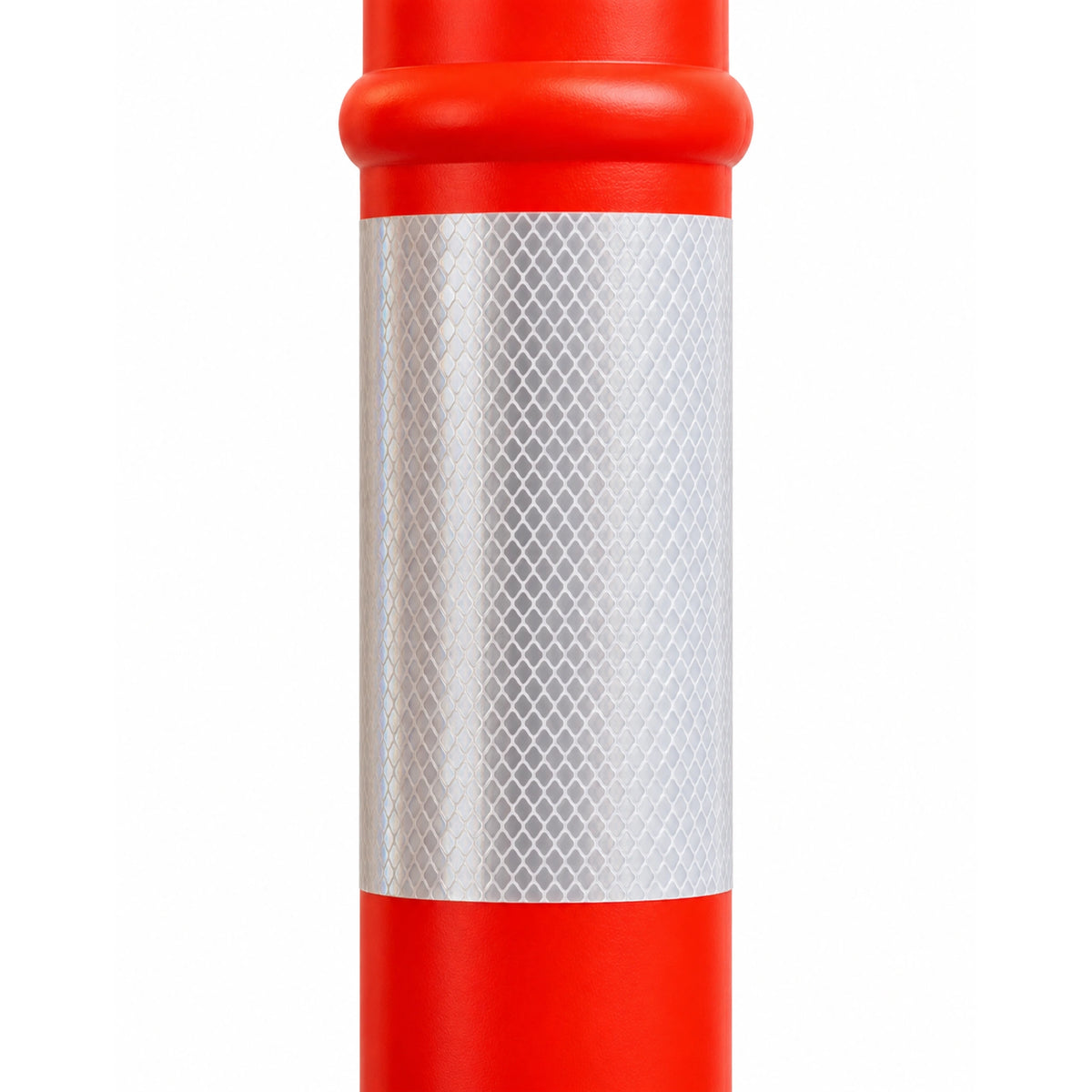 Orange PE T-top bollard stem with white reflective band