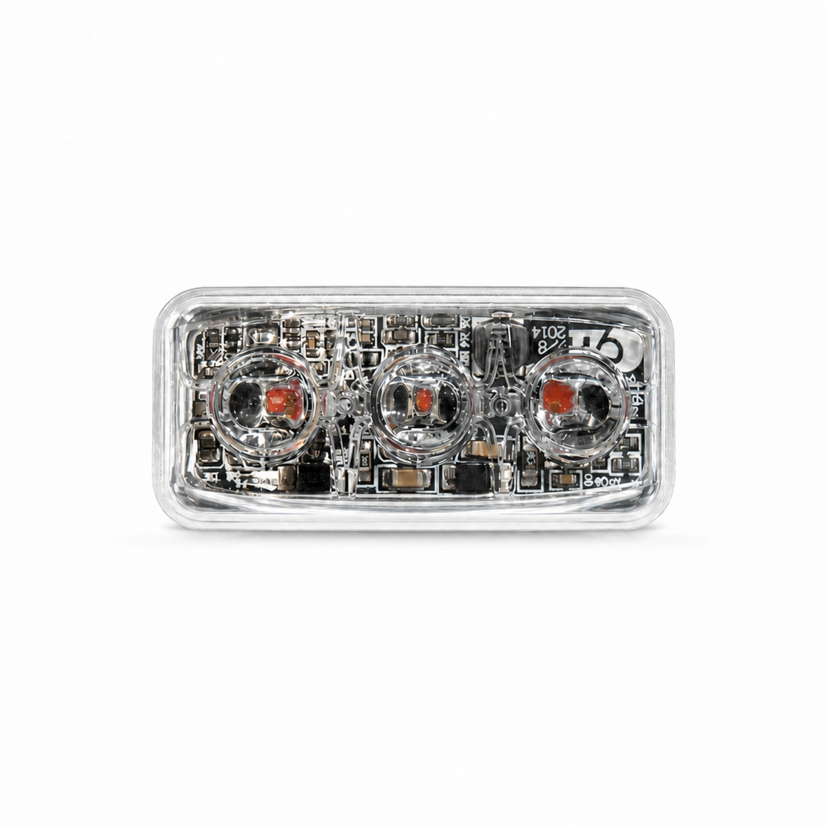 F3 LED warning light head with the aluminium housing removed, front view of the bare 50 x 22mm module