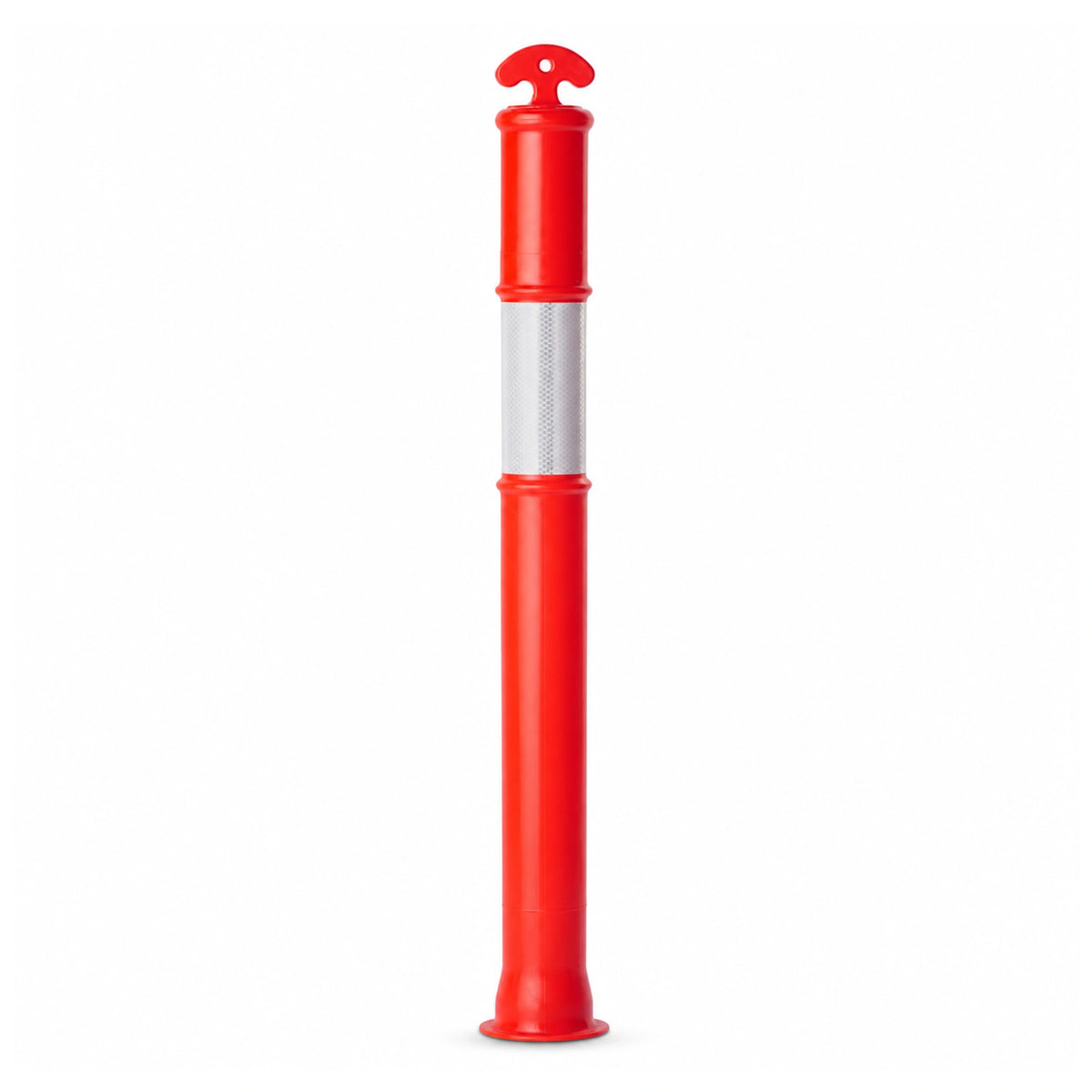 Fluorescent orange Heavy Duty Series T-top bollard stem with reflective collar