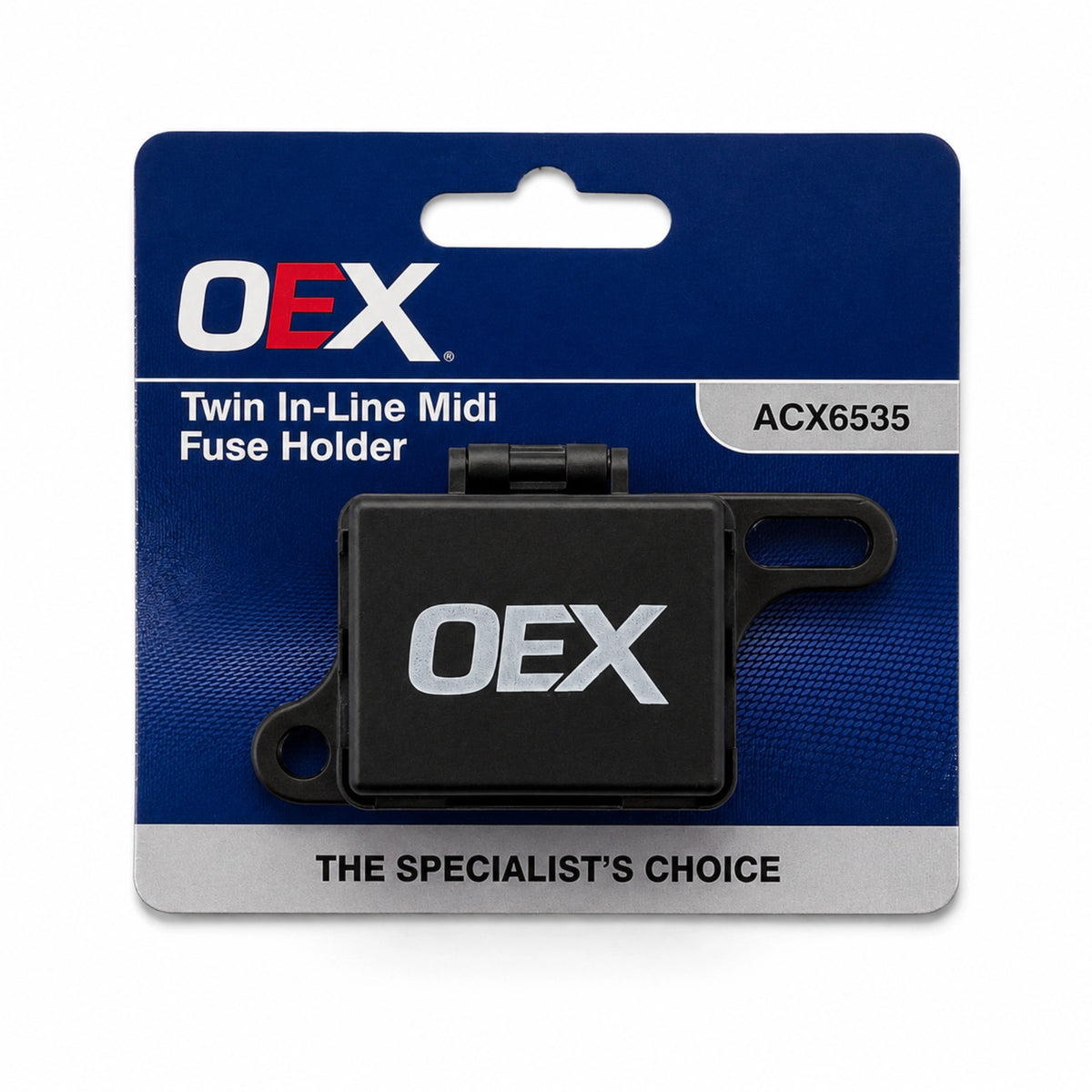 OEX ACX6535 twin in-line MIDI fuse holder front packaging