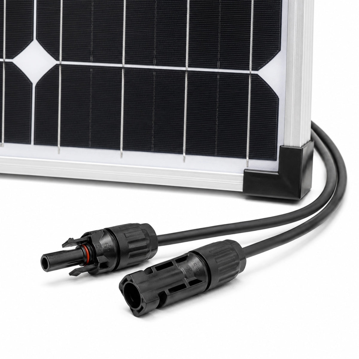 monocrystalline solar panel with aluminium frame and MC4 style connector for suitable auxiliary power systems