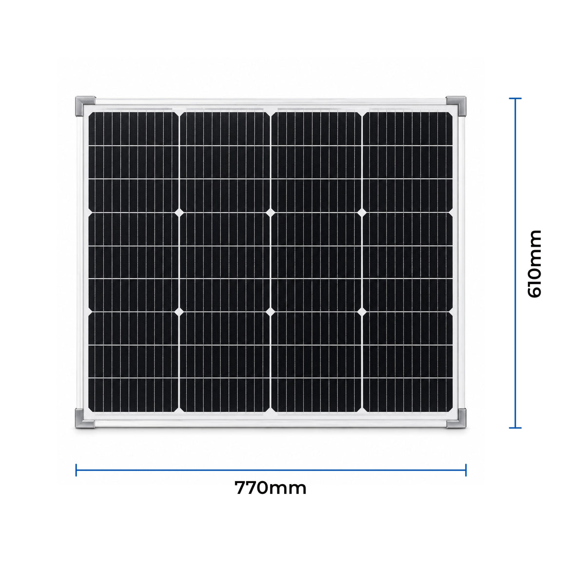 Powertech 12V 80W monocrystalline solar panel with aluminium frame dimensions