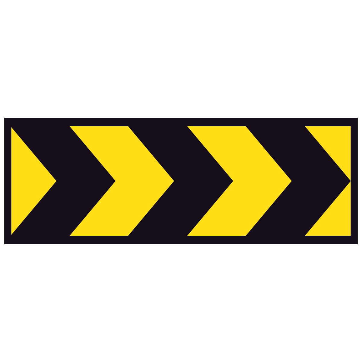 Temporary Hazard Marker T5-4 boxed-edge metal traffic sign with black chevrons on yellow reflective background