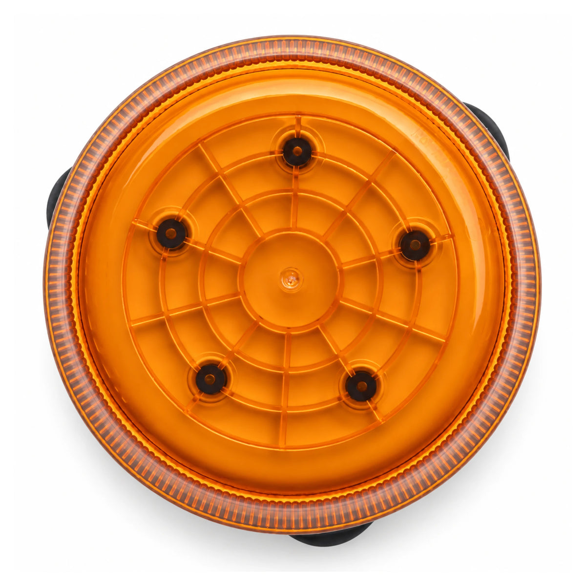 Top view of the Weldex 30W rotating beacon looking down through the round amber lens