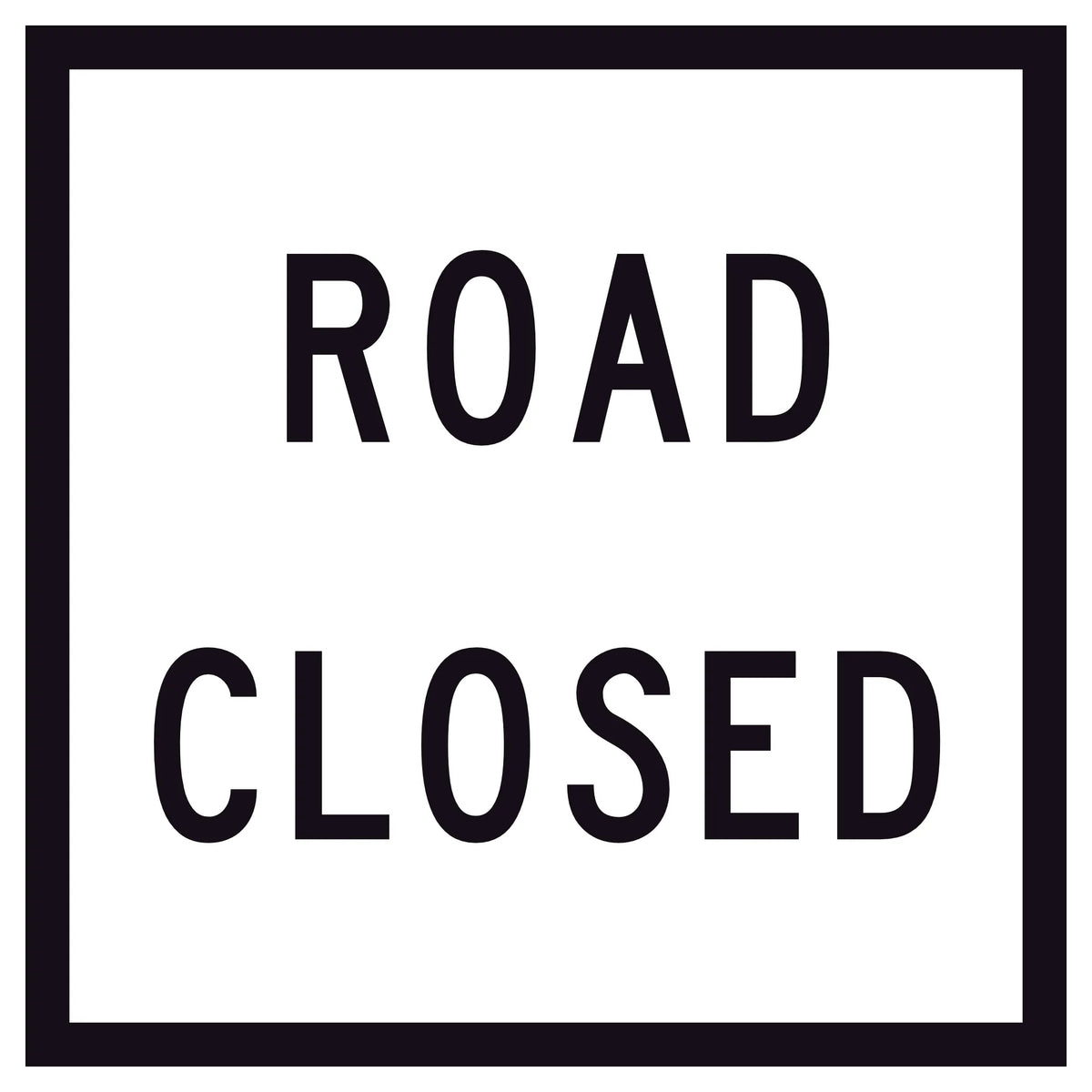 Road Closed TM2-4A 600x600mm corflute sign panel