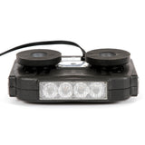 O4 mini LED light bar, rear view showing the wiring plate, two magnetic mounting feet and power cable