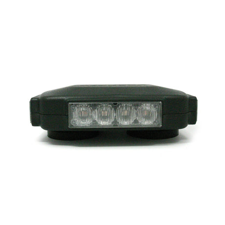 O4 mini LED light bar, front view, lights off, showing the four-LED lens strip and magnetic mounting feet