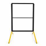 Black frame on a yellow stand against a white background