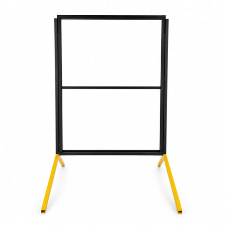 Black frame on a yellow stand against a white background