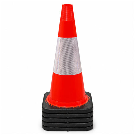 Stack of 5x700mm Fluorescent orange 700mm traffic cone with 3M Class 1 reflective collar