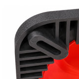 Close-up of a black plastic base Fluorescent orange 700mm traffic cone with 3M Class 1 reflective collar