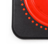 Close-up of base of Fluorescent orange 700mm traffic cone with 3M Class 1 reflective collar