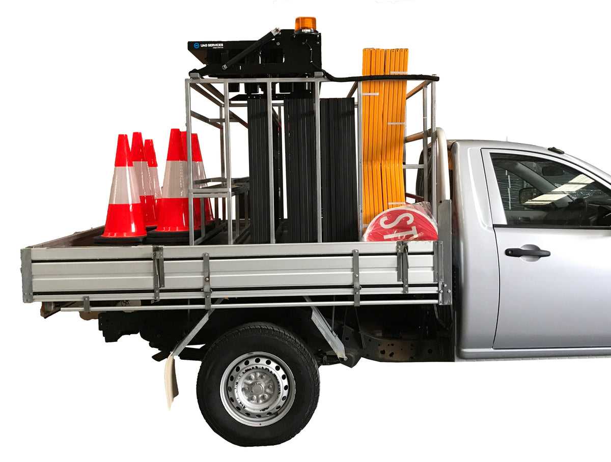 UAGS traffic vehicle racking cage fabricated from SHS DuraGal steel