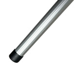 Fluted aluminium pole end with black rubber cap on the telescopic handle