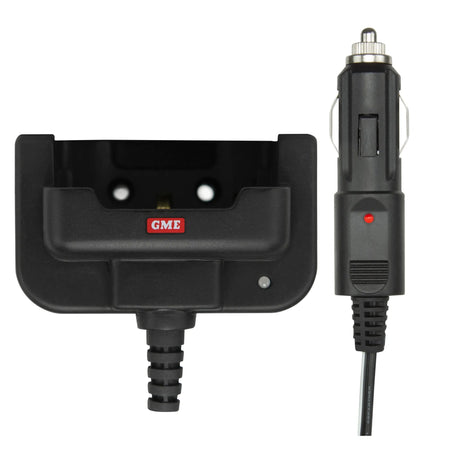 GME car charger and mounting bracket on a white background