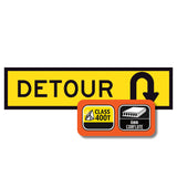 Detour U Turn corflute traffic control sign panel with yellow background and black text and symbol