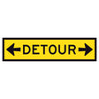 Left arrow, black “DETOUR” text, and right arrow on yellow background – 1200x300mm corflute sign
