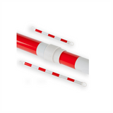 Red and white extendable cone bar for traffic cones and bollards