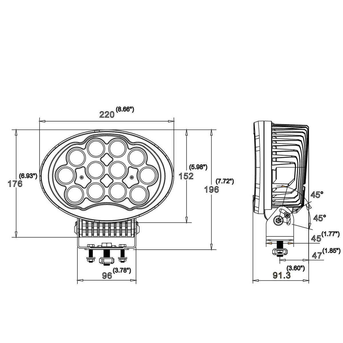 UAG Services 120W 8.7in oval LED driving light