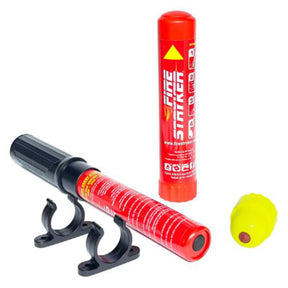 Fire Stryker FSS100 kit with two fire suppression sticks, mounting clips and yellow striker cap
