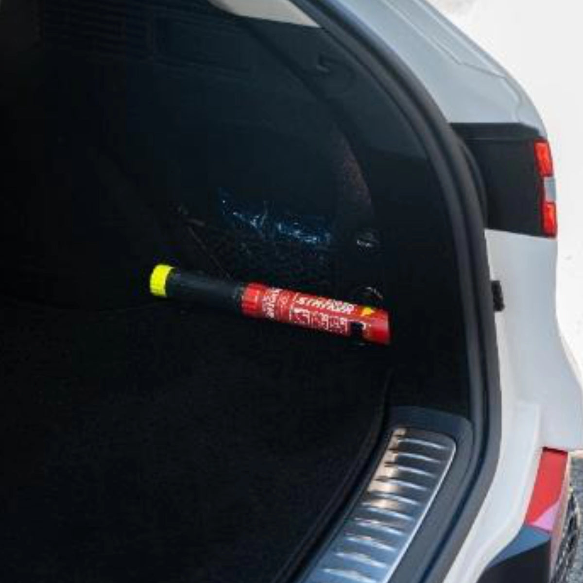 FSS100 fire suppression stick stored in the boot of a vehicle