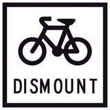Cyclist Dismount GM9-58A 600x600mm corflute sign panel with white background
