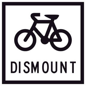Cyclist Dismount GM9-58A 600x600mm corflute sign panel with white background