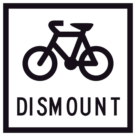 Cyclist Dismount GM9-58A 600x600mm corflute sign panel with white background