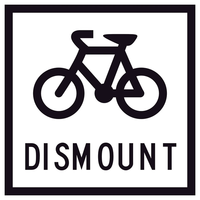 Cyclist Dismount GM9-58A 600x600mm corflute sign panel with white background
