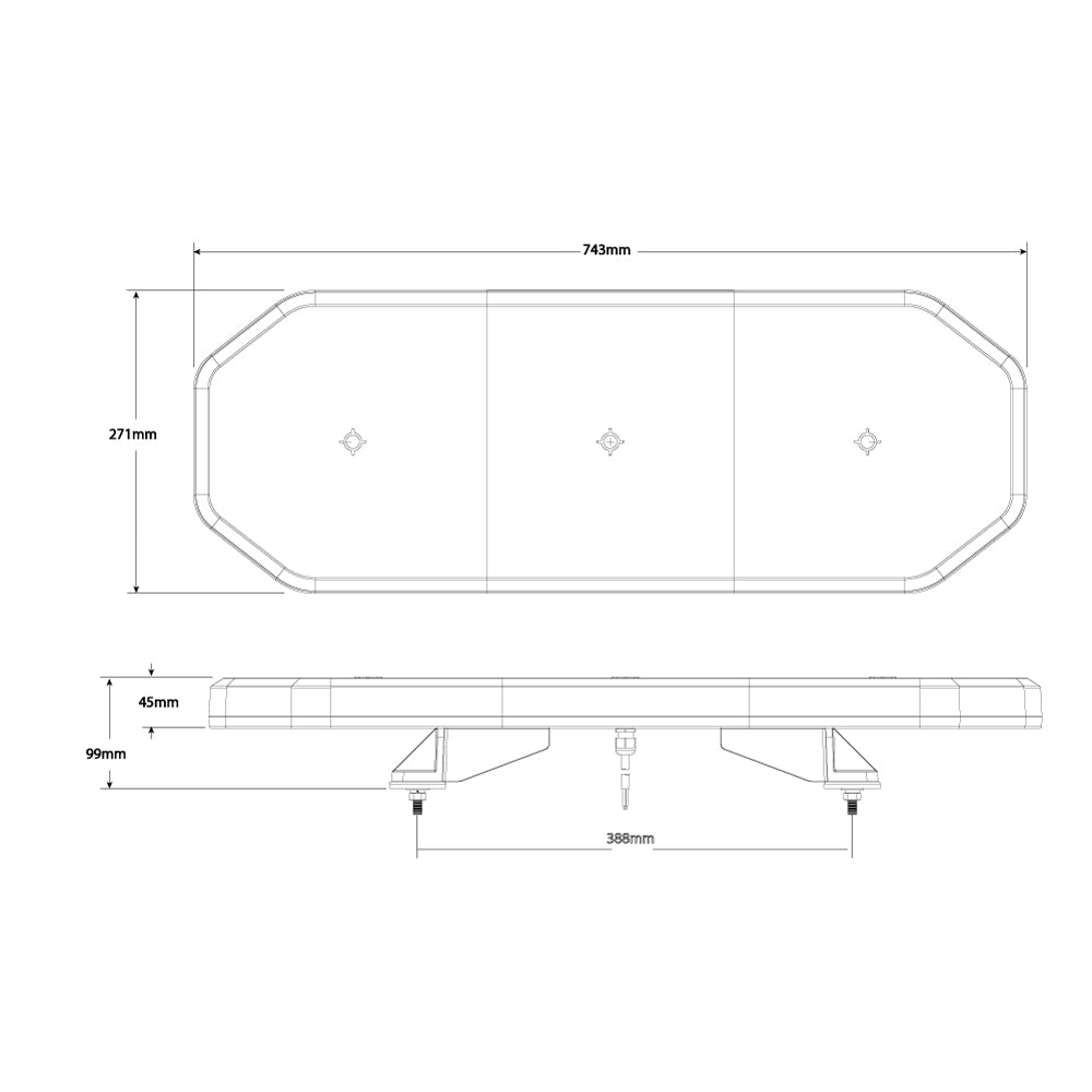 LB744ACM amber warning lightbar with clear polycarbonate lens