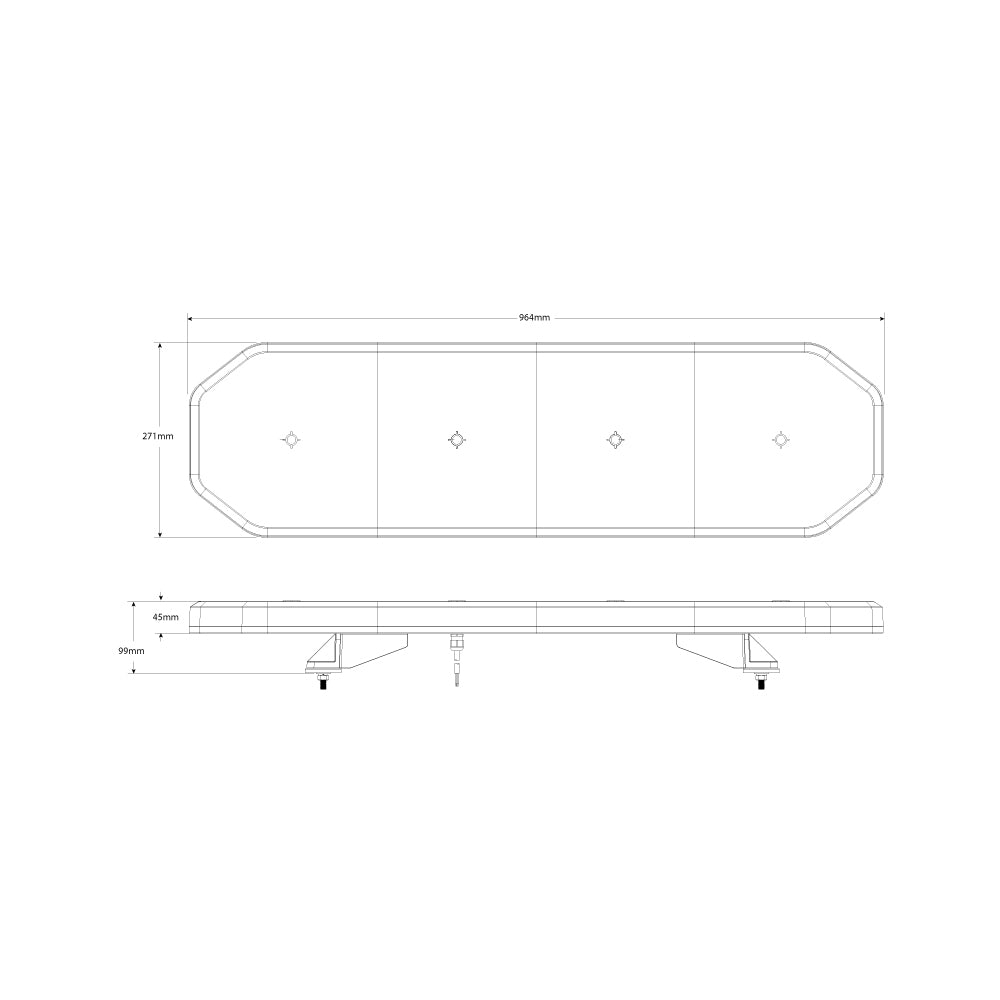 LB964ACM amber LED warning lightbar for traffic control vehicles