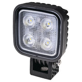 OEX LLX08308 square LED work light, front three-quarter view with the single-bolt mounting bracket