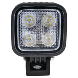 OEX LLX08308 square LED work light, front view showing the 4-LED array behind a textured polycarbonate lens