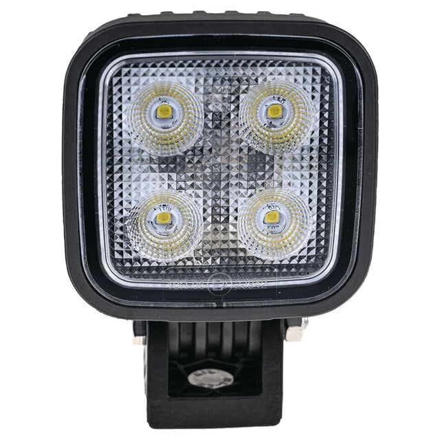 OEX LLX08308 square LED work light, front view showing the 4-LED array behind a textured polycarbonate lens