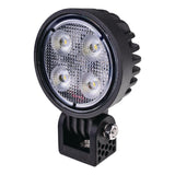 OEX LLX08309 round LED work light, front three-quarter view with the single-bolt mounting bracket