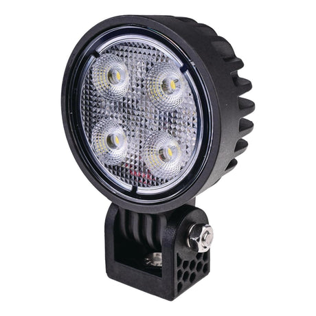 OEX LLX08309 round LED work light, front three-quarter view with the single-bolt mounting bracket