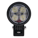 OEX LLX08309 round LED work light, front view showing the 4-LED array behind a textured polycarbonate lens