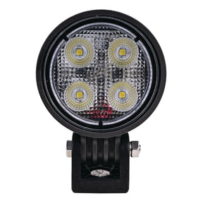 OEX LLX08309 round LED work light, front view showing the 4-LED array behind a textured polycarbonate lens