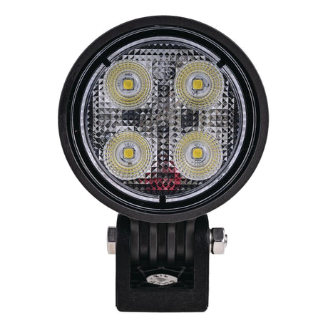 OEX LLX08309 round LED work light, front view showing the 4-LED array behind a textured polycarbonate lens
